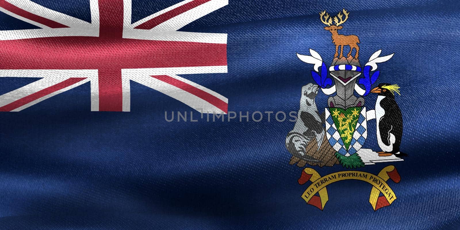 South Georgia and the South Sandwich Islands flag - realistic waving fabric flag by MP_foto71