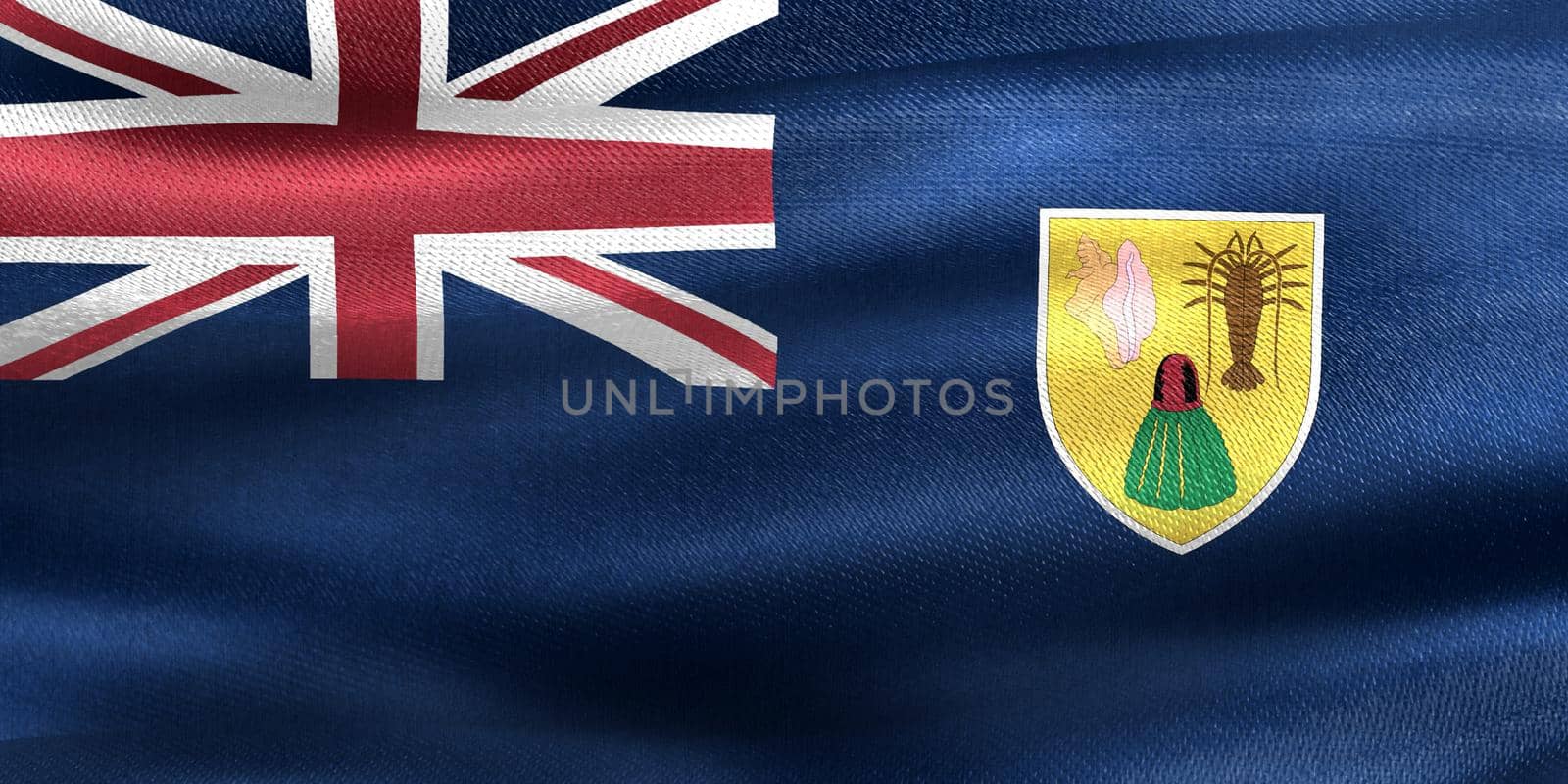 3D-Illustration of a Caicos Islands flag - realistic waving fabric flag by MP_foto71