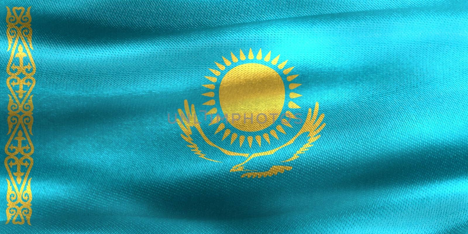 Kazakhstan flag - realistic waving fabric flag