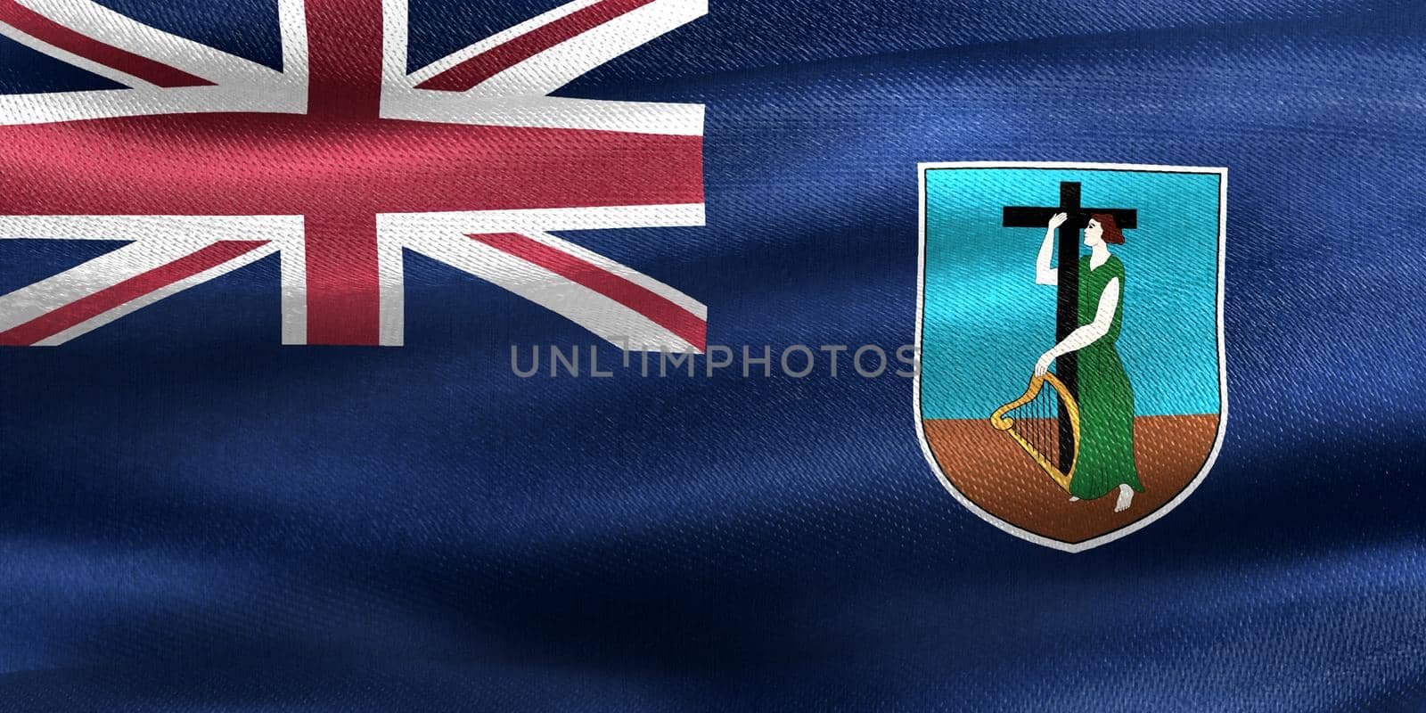 Montserrat flag - realistic waving fabric flag