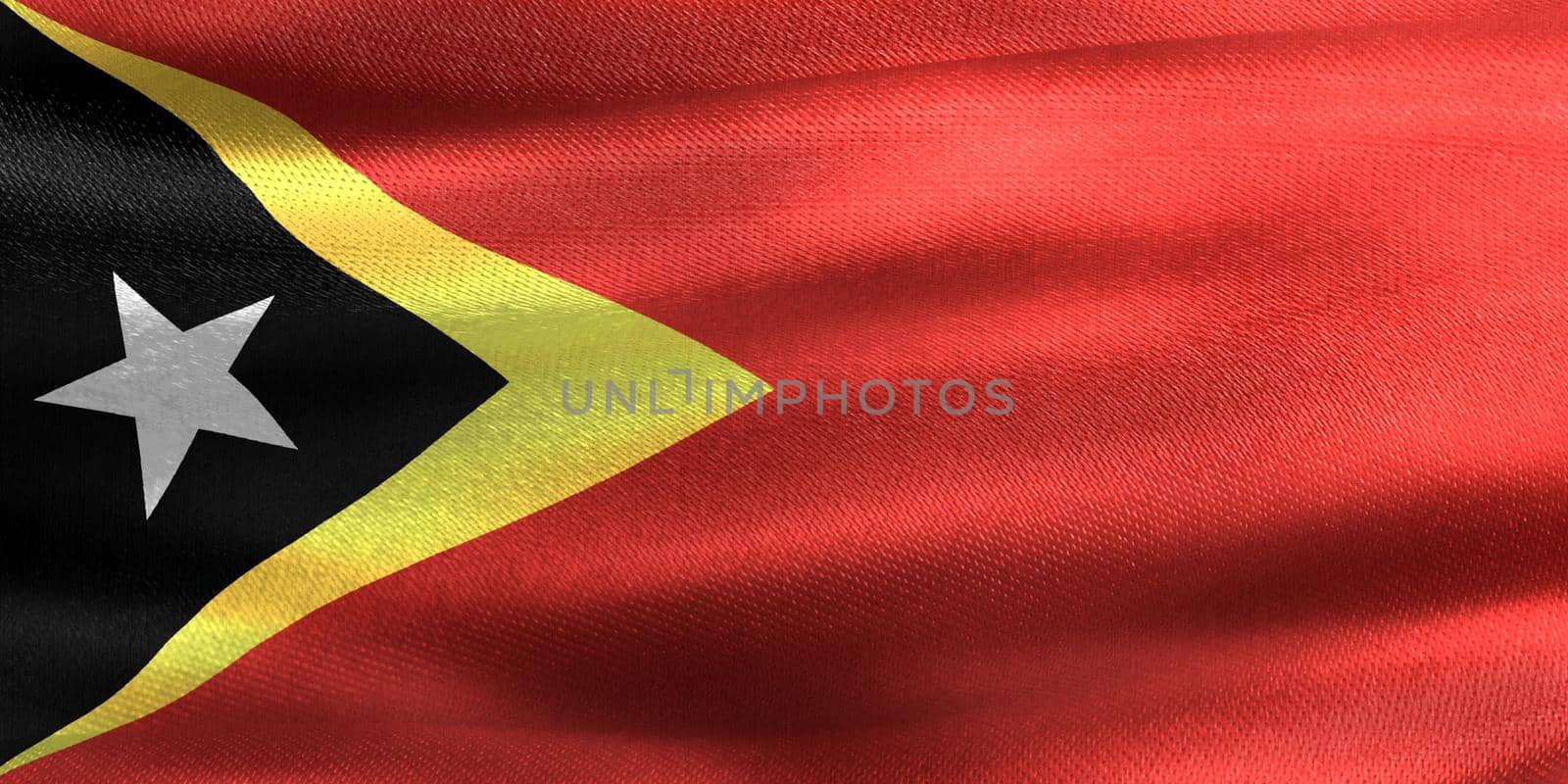 3D-Illustration of a East Timor flag - realistic waving fabric flag.