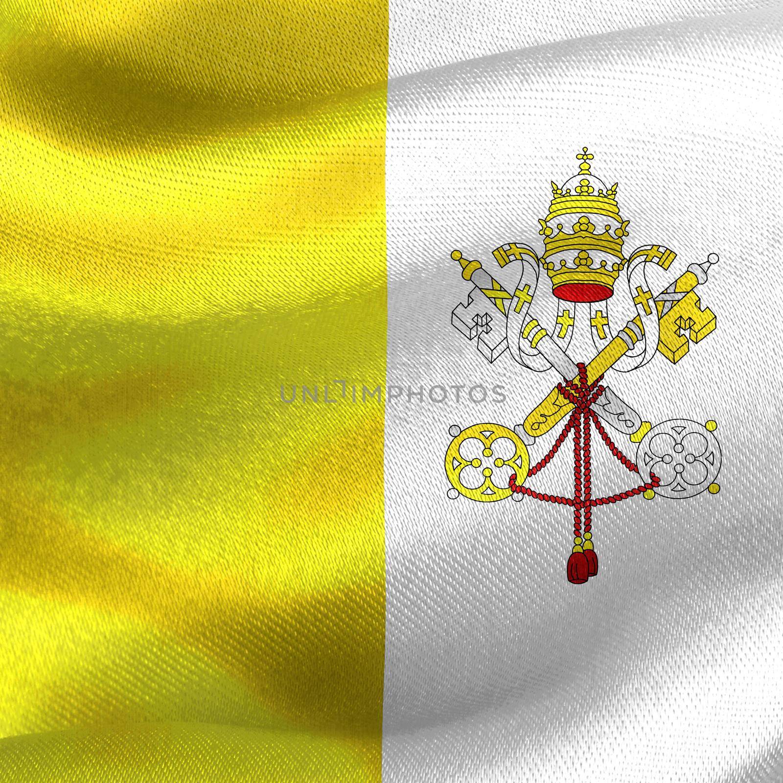 3D-Illustration of a Vatican City flag - realistic waving fabric flag by MP_foto71
