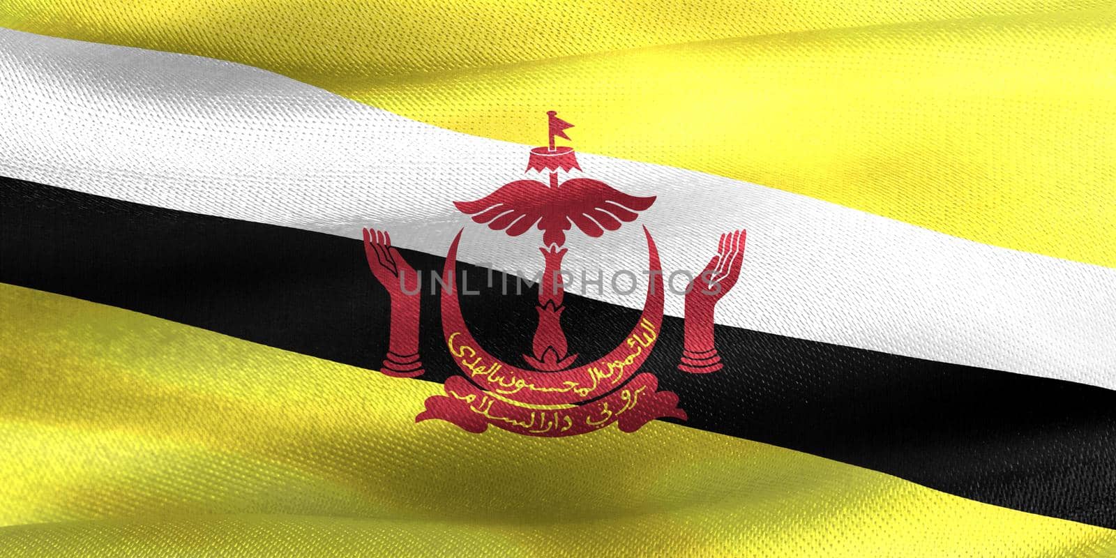 Brunei flag - realistic waving fabric flag by MP_foto71