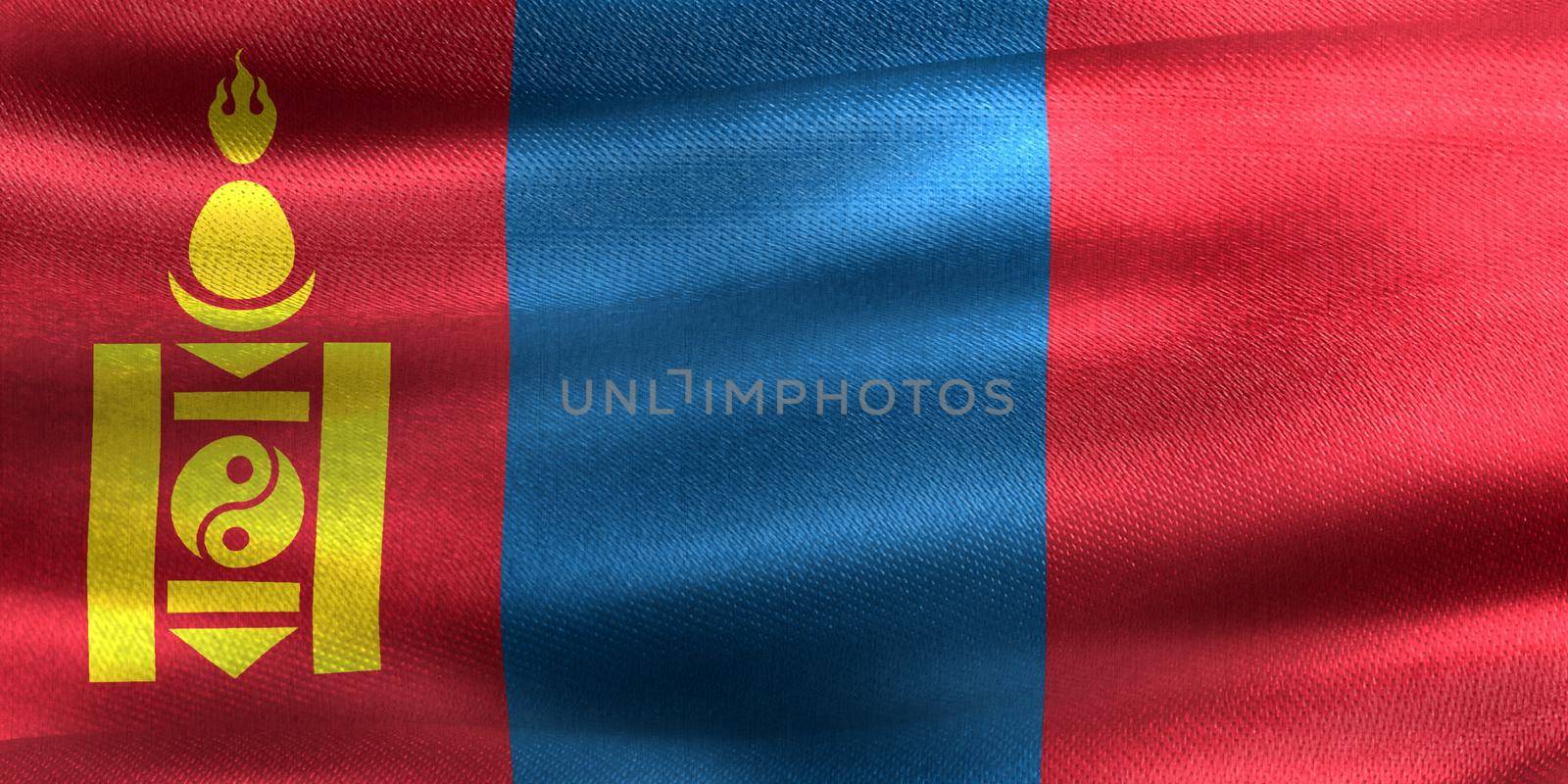 3D-Illustration of a Mongolia flag - realistic waving fabric flag by MP_foto71
