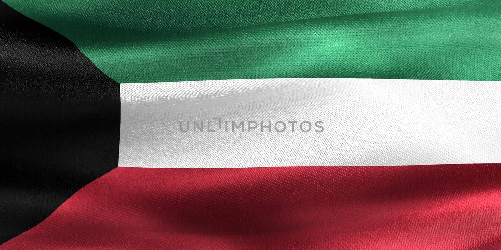 Kuwait flag - realistic waving fabric flag