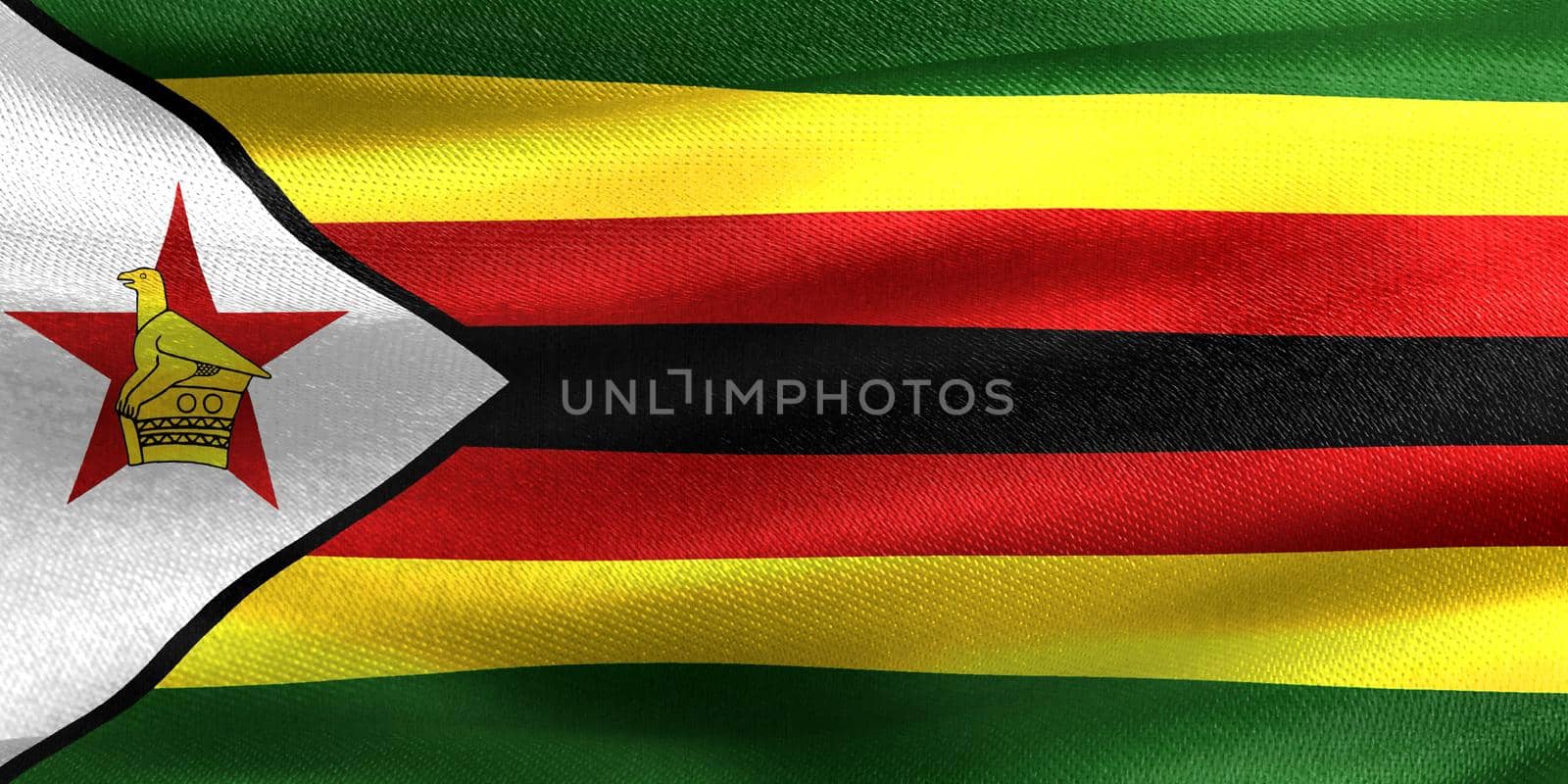 3D-Illustration of a Zimbabwe flag - realistic waving fabric flag by MP_foto71