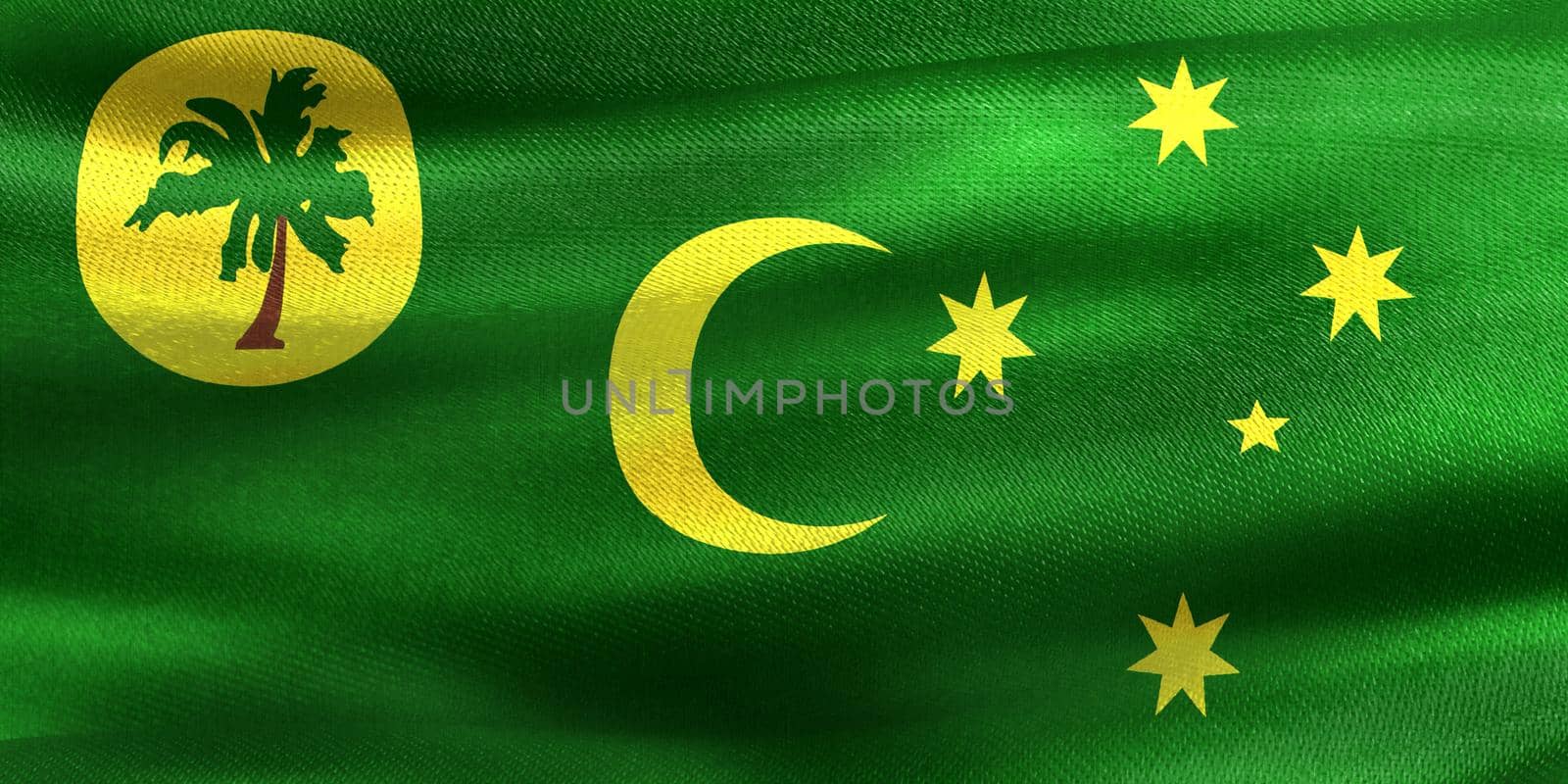 Cocos Islands flag - realistic waving fabric flag by MP_foto71