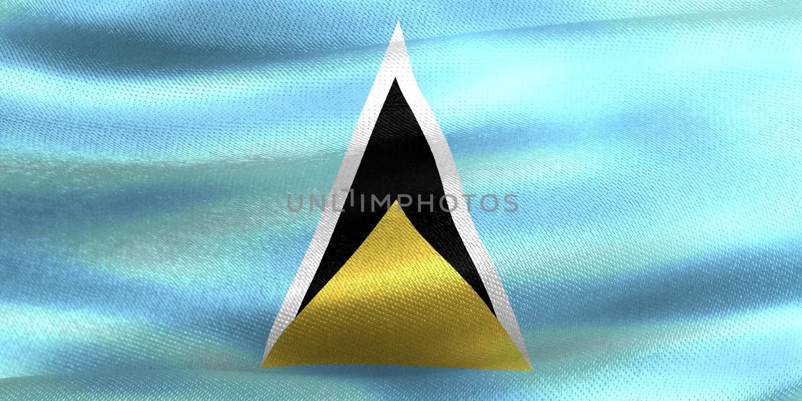 3D-Illustration of a Saint Lucia flag - realistic waving fabric flag by MP_foto71
