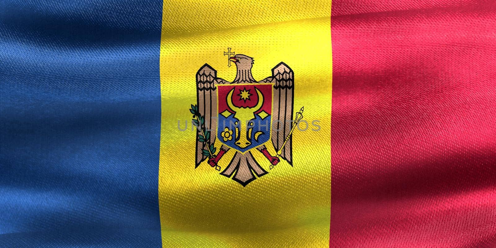 3D-Illustration of a Moldova flag - realistic waving fabric flag by MP_foto71