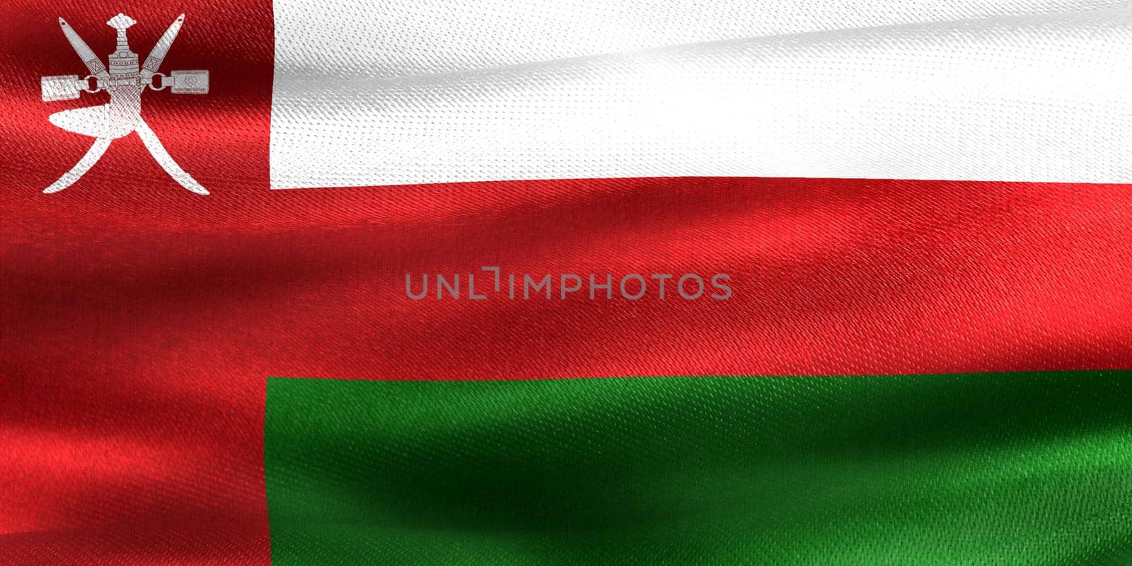 Oman flag - realistic waving fabric flag