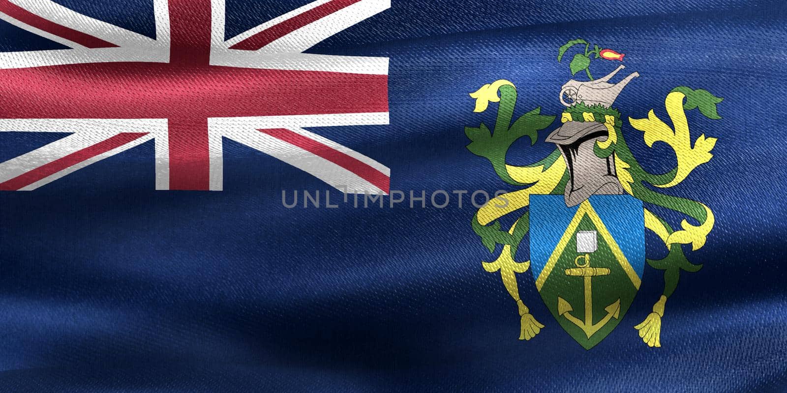 3D-Illustration of a Pitcairn Islands flag - realistic waving fabric flag by MP_foto71