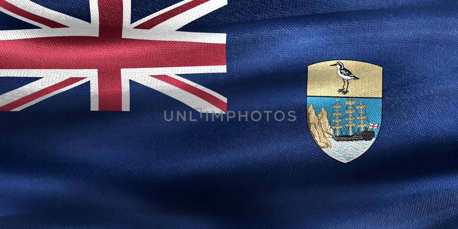 Saint Helena flag - realistic waving fabric flag