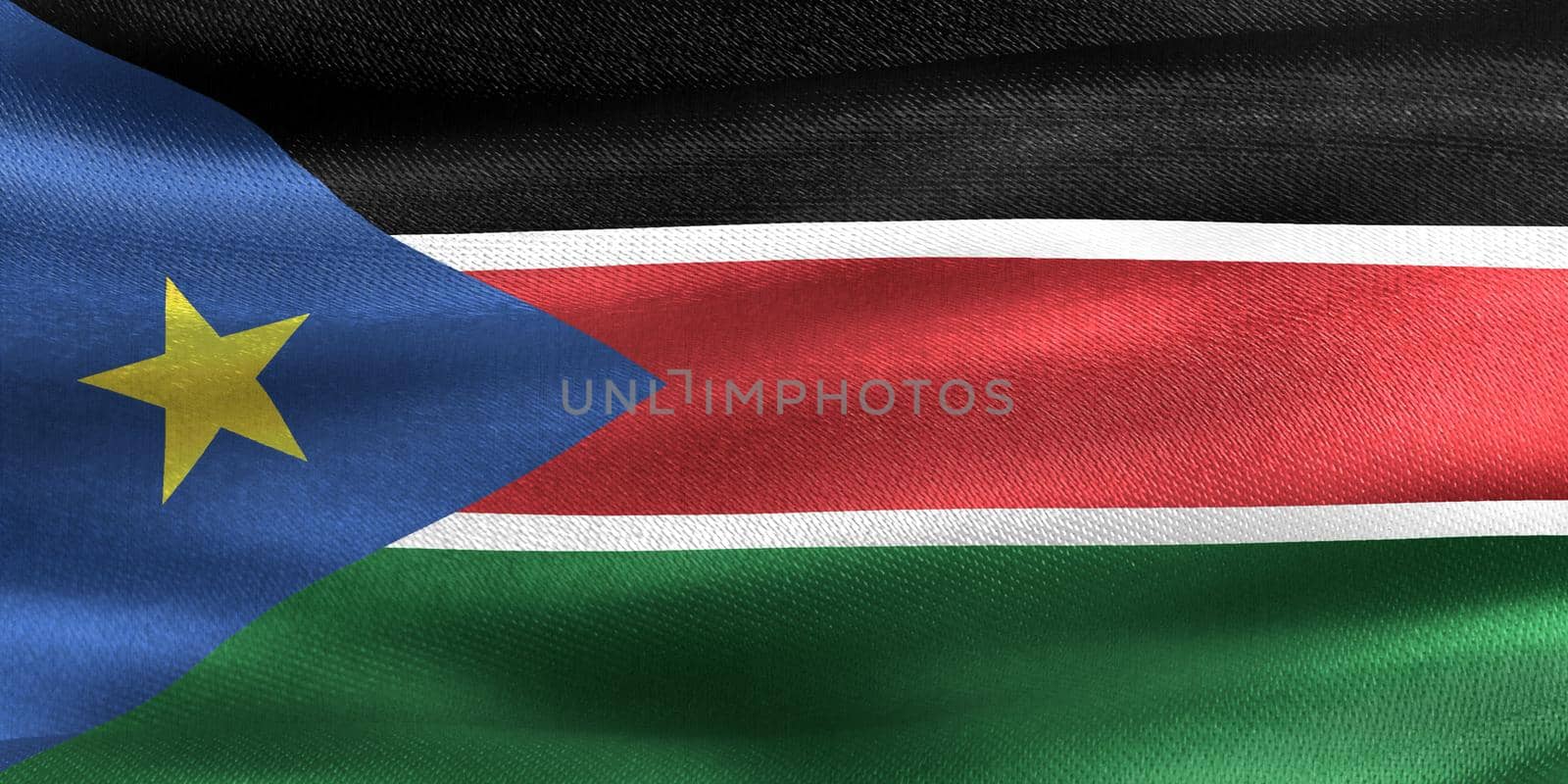 3D-Illustration of a South Sudan flag - realistic waving fabric flag by MP_foto71