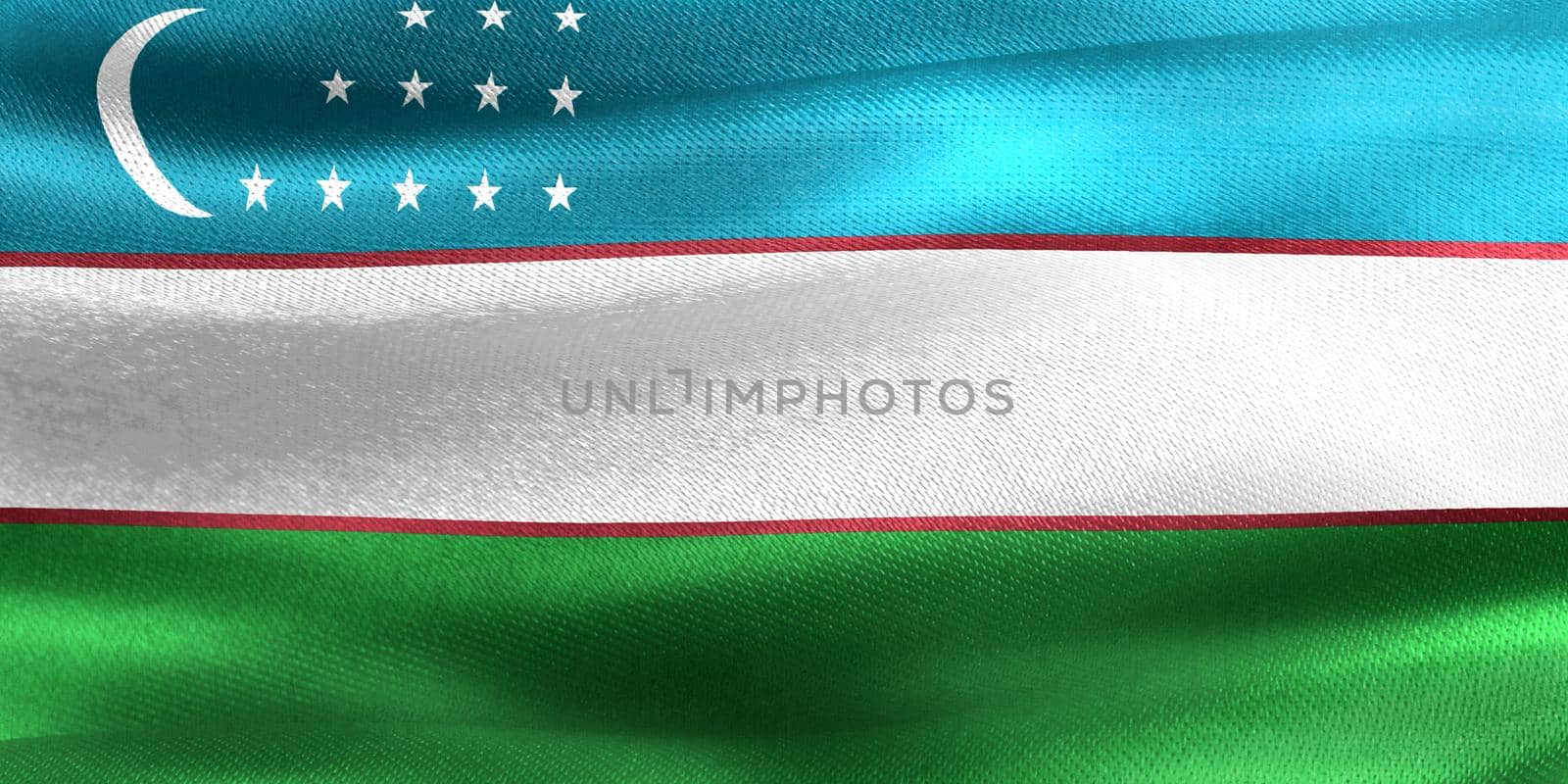3D-Illustration of a Uzbekistan flag - realistic waving fabric flag by MP_foto71