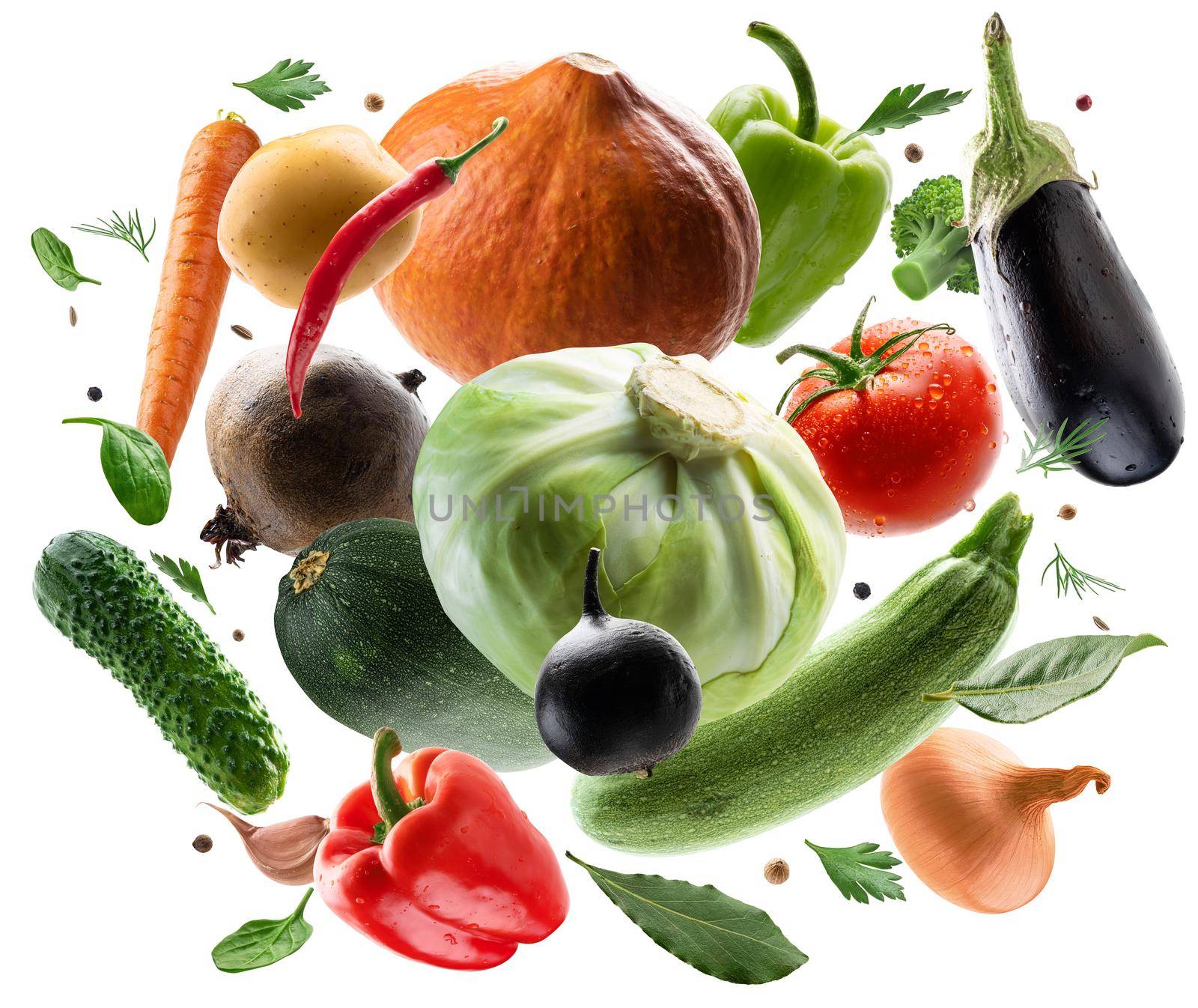 Large set of isolated vegetables on a white background.