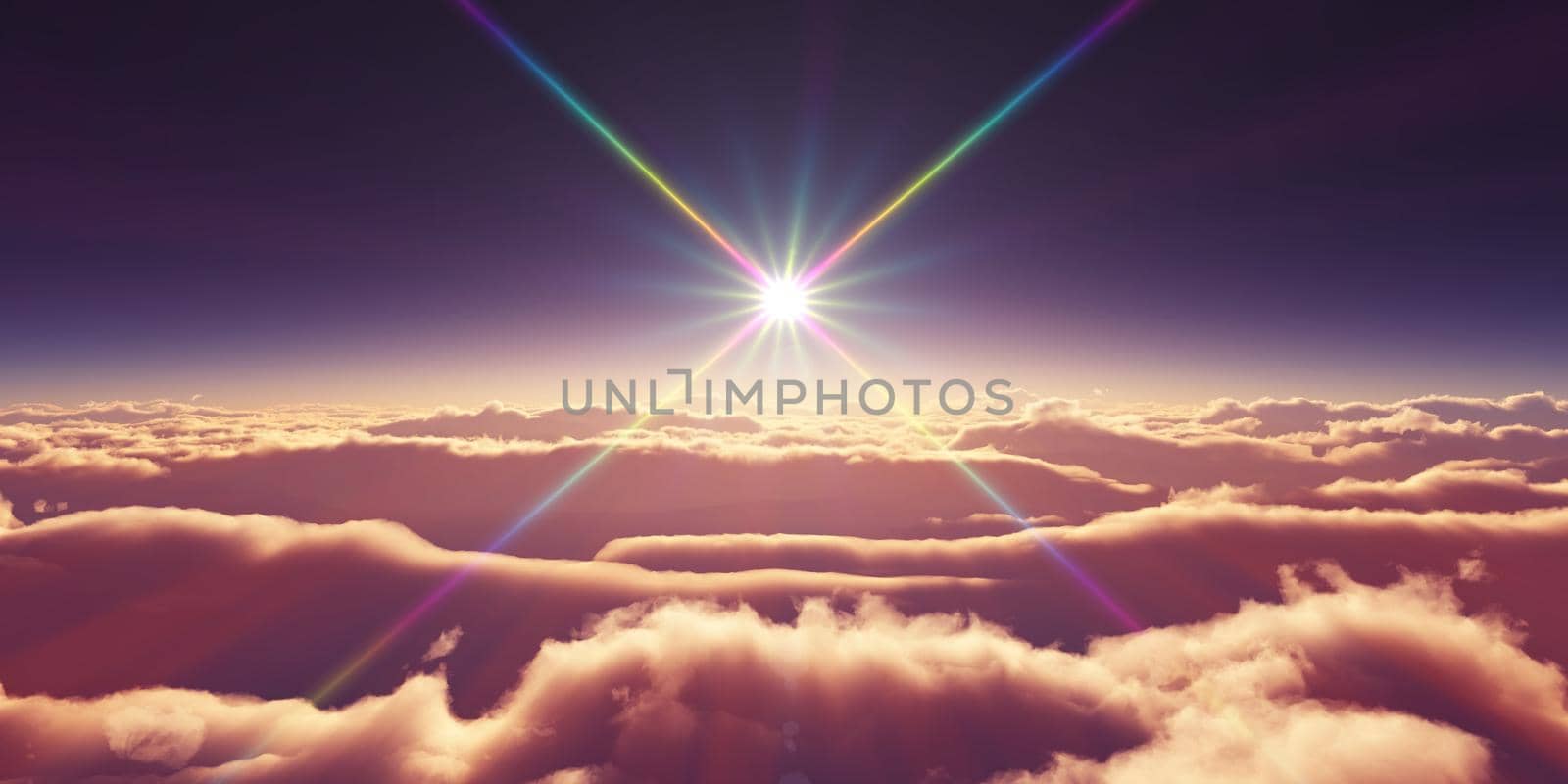 above clouds sunrise sun ray illustration by alex_nako