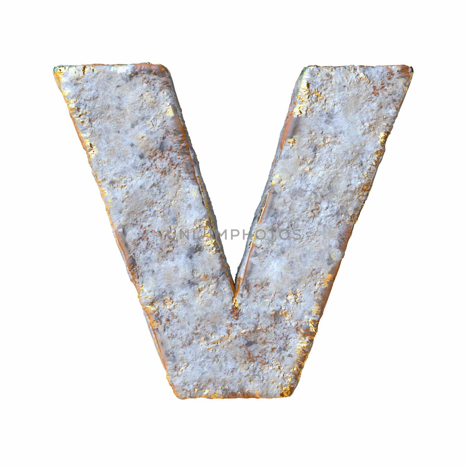 Stone with golden metal particles Letter V 3D by djmilic