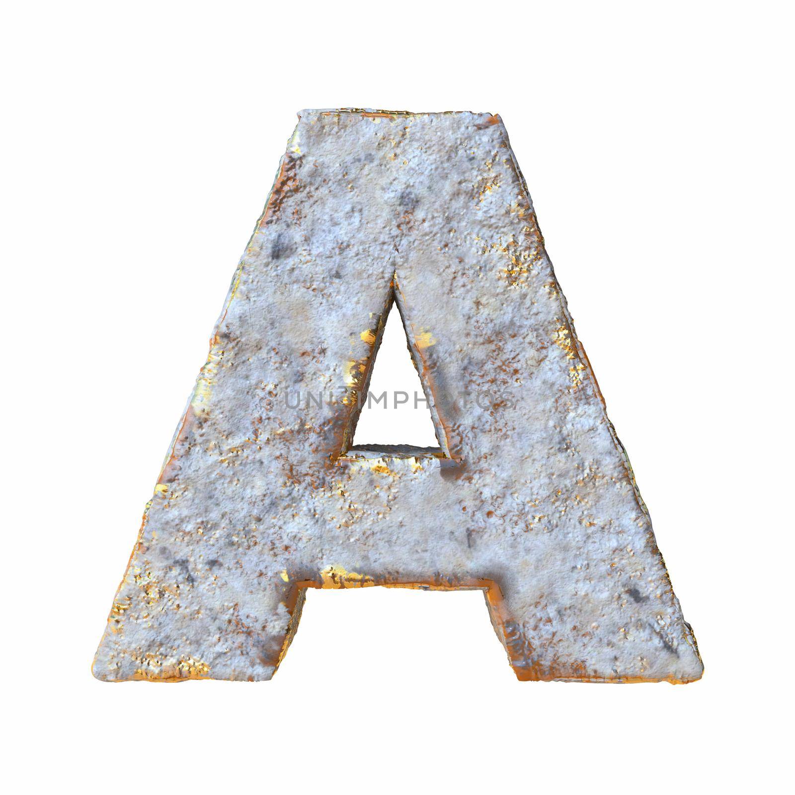Stone with golden metal particles Letter A 3D by djmilic