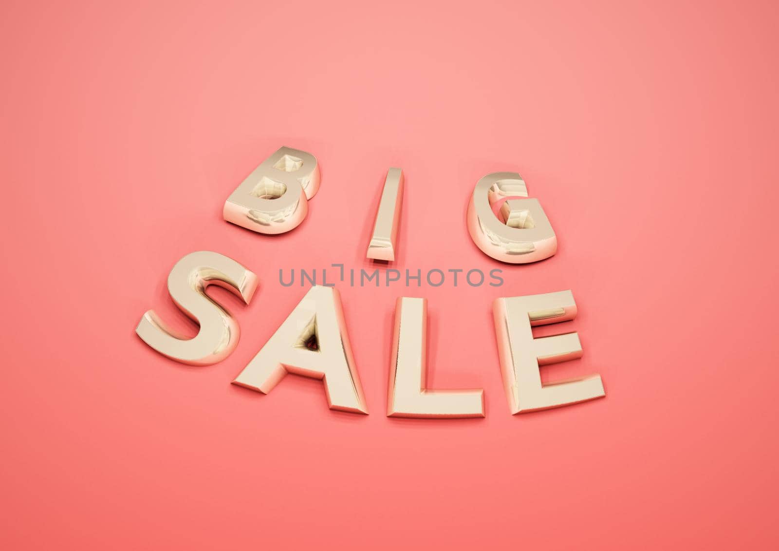 Dimensional inscription of Big SALE isolated on background. 3D illustration.