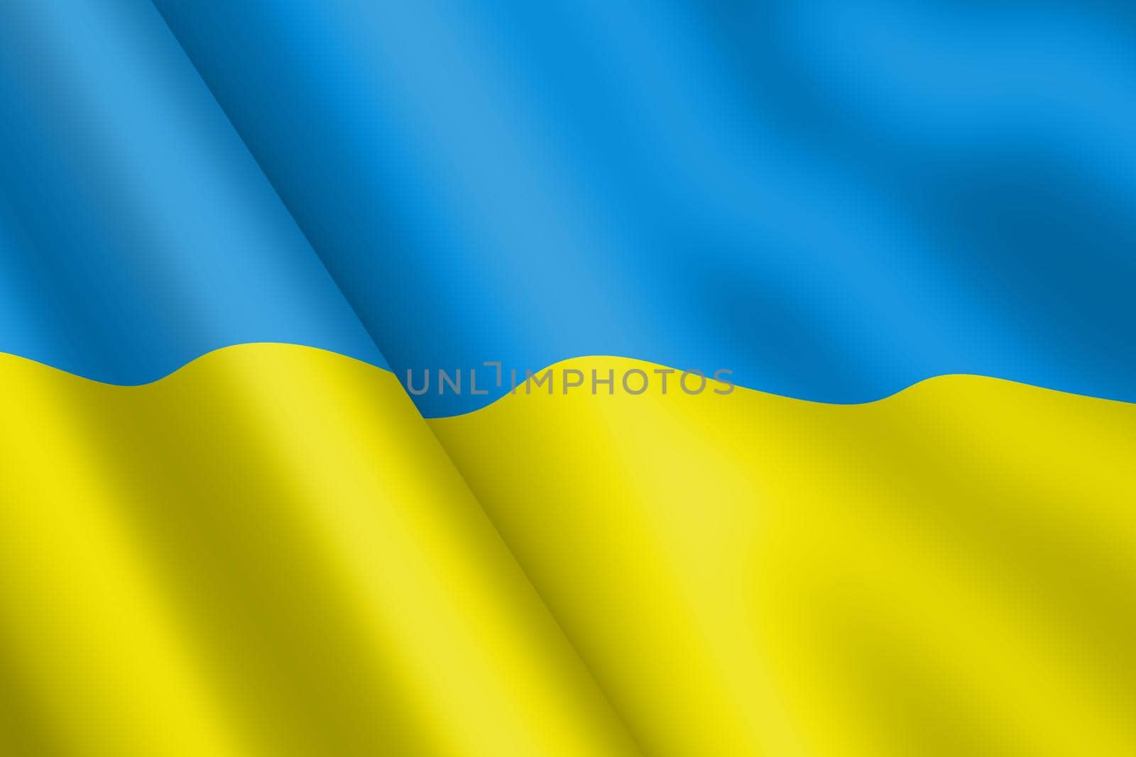 A Ukraine waving flag 3d illustration wind ripple