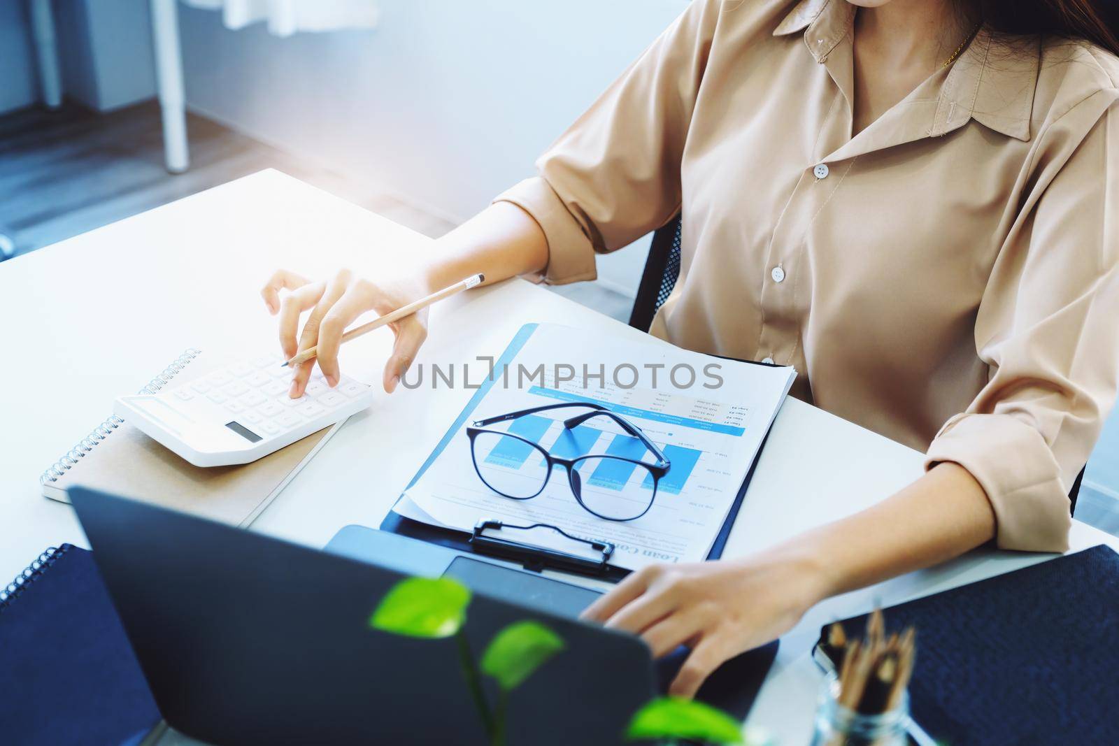 economists and accountants , data analysts are using calculators to calculate budgets and investments using statistical documents and computers to work at their desks