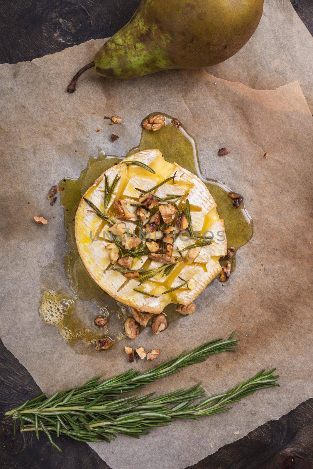 Delicious baked camembert with honey, walnuts, herbs and pears by its_al_dente