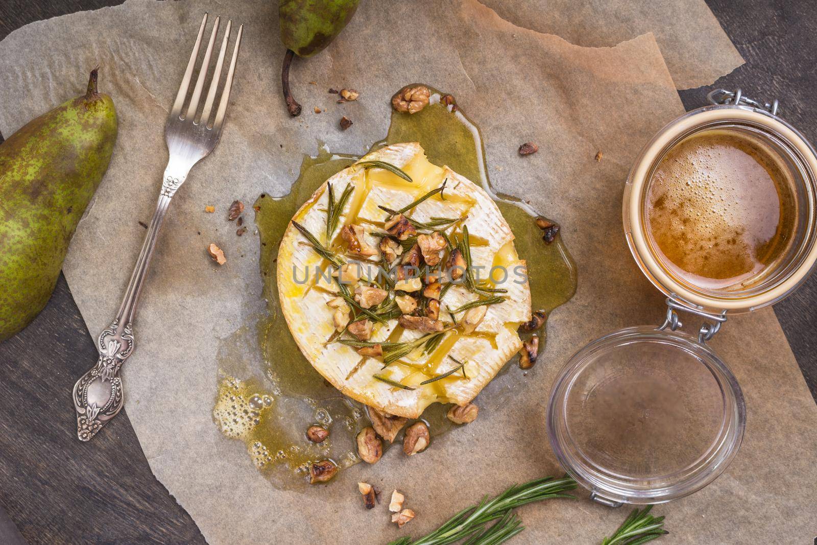 Delicious baked camembert with honey, walnuts, herbs and pears by its_al_dente