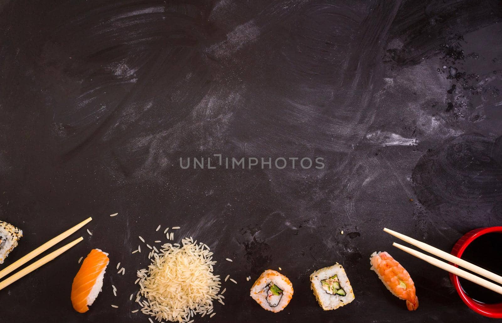 Sushi set on dark background. Minimalism by its_al_dente