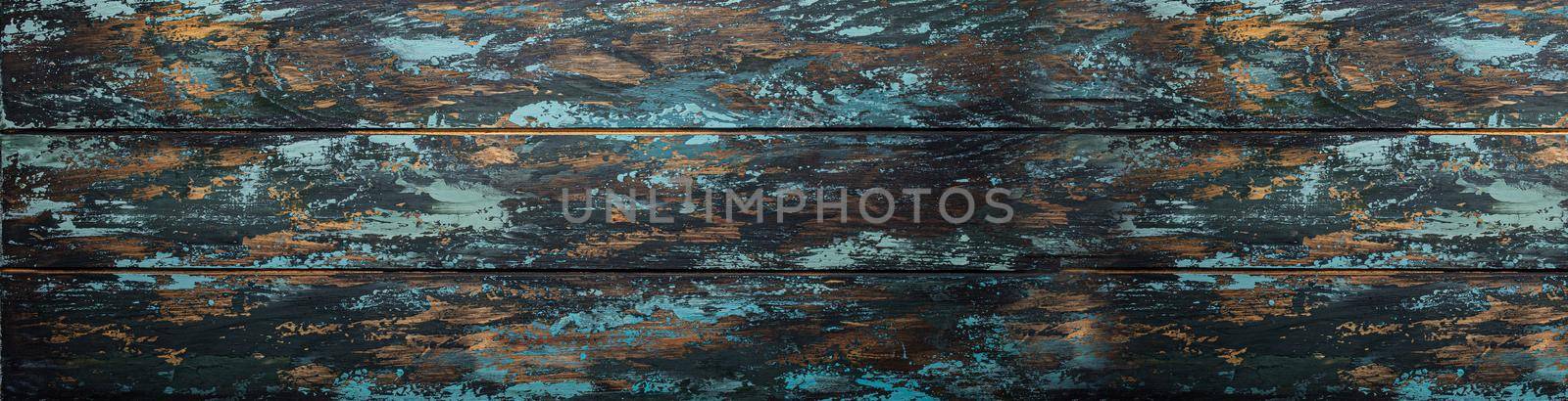 Cracked and peeled blue painted wooden panels rustic blank background or backdrop with space for text, old wooden panels texture template wall surface for design copy space