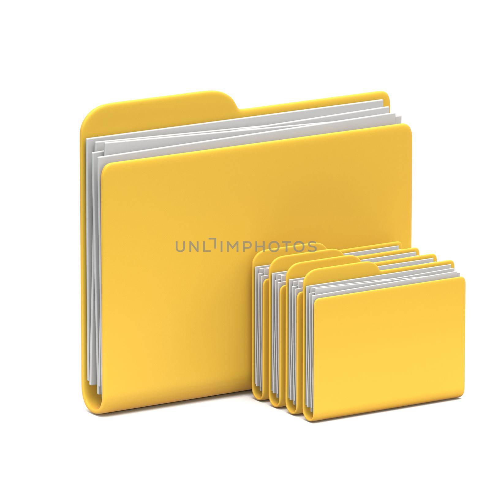 Yellow folder icon parent directory 3D rendering illustration isolated on white background