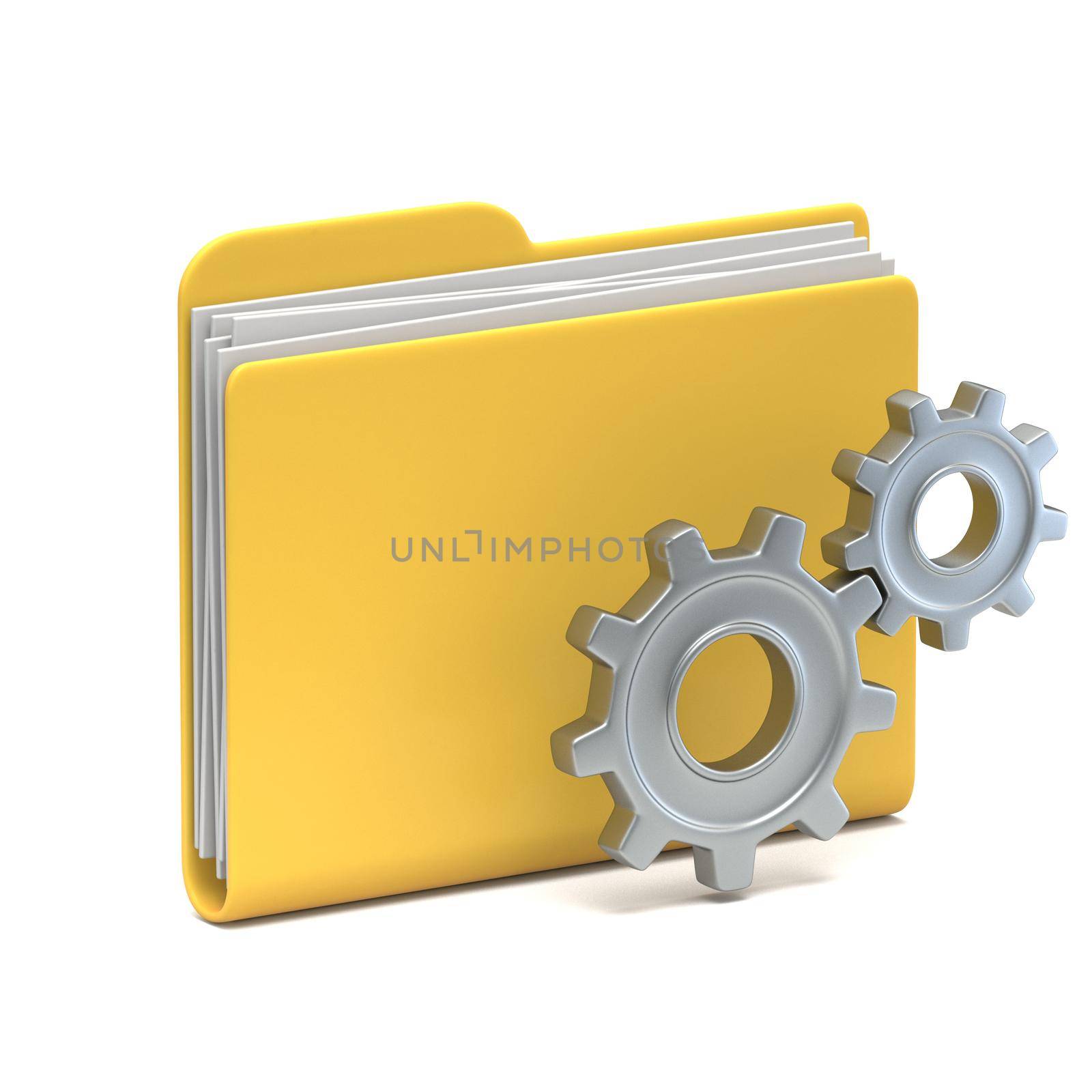 Yellow folder icon Settings concept 3D by djmilic