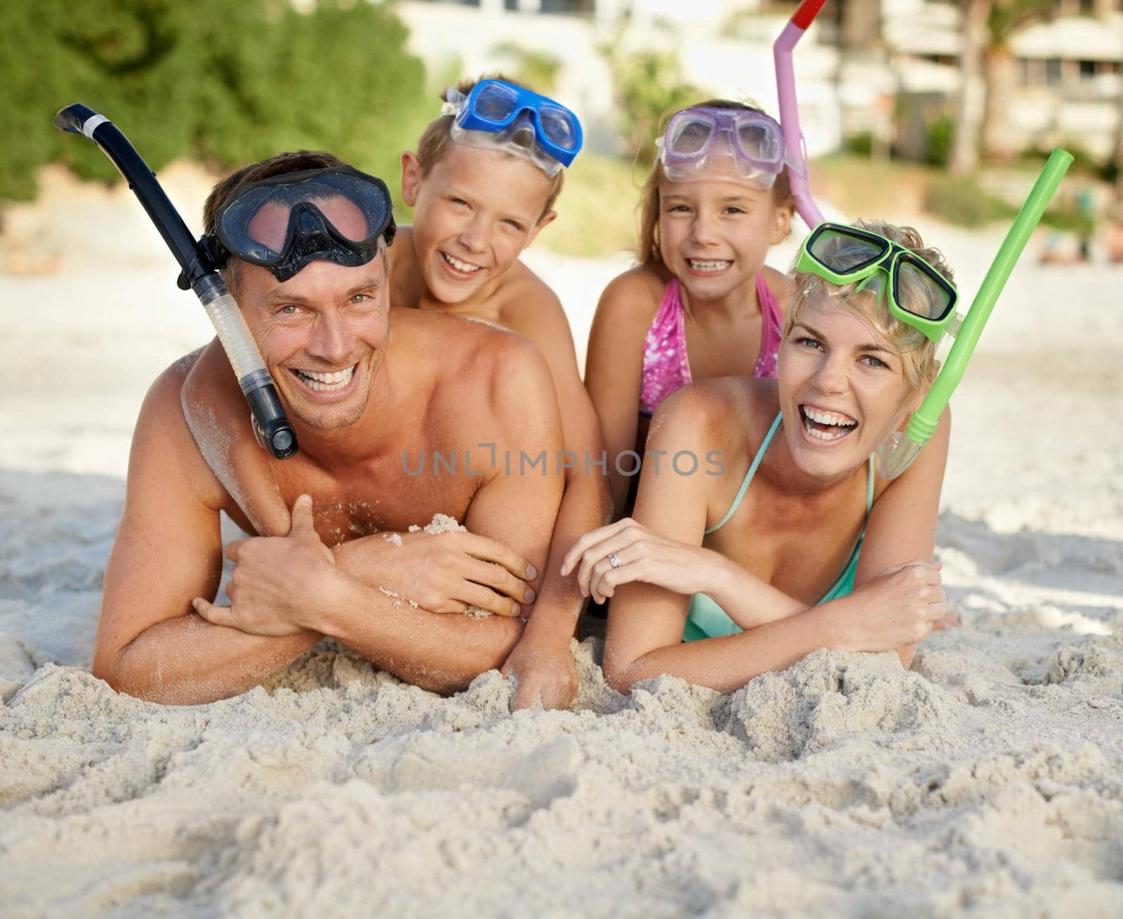 A family having fun at the beach.