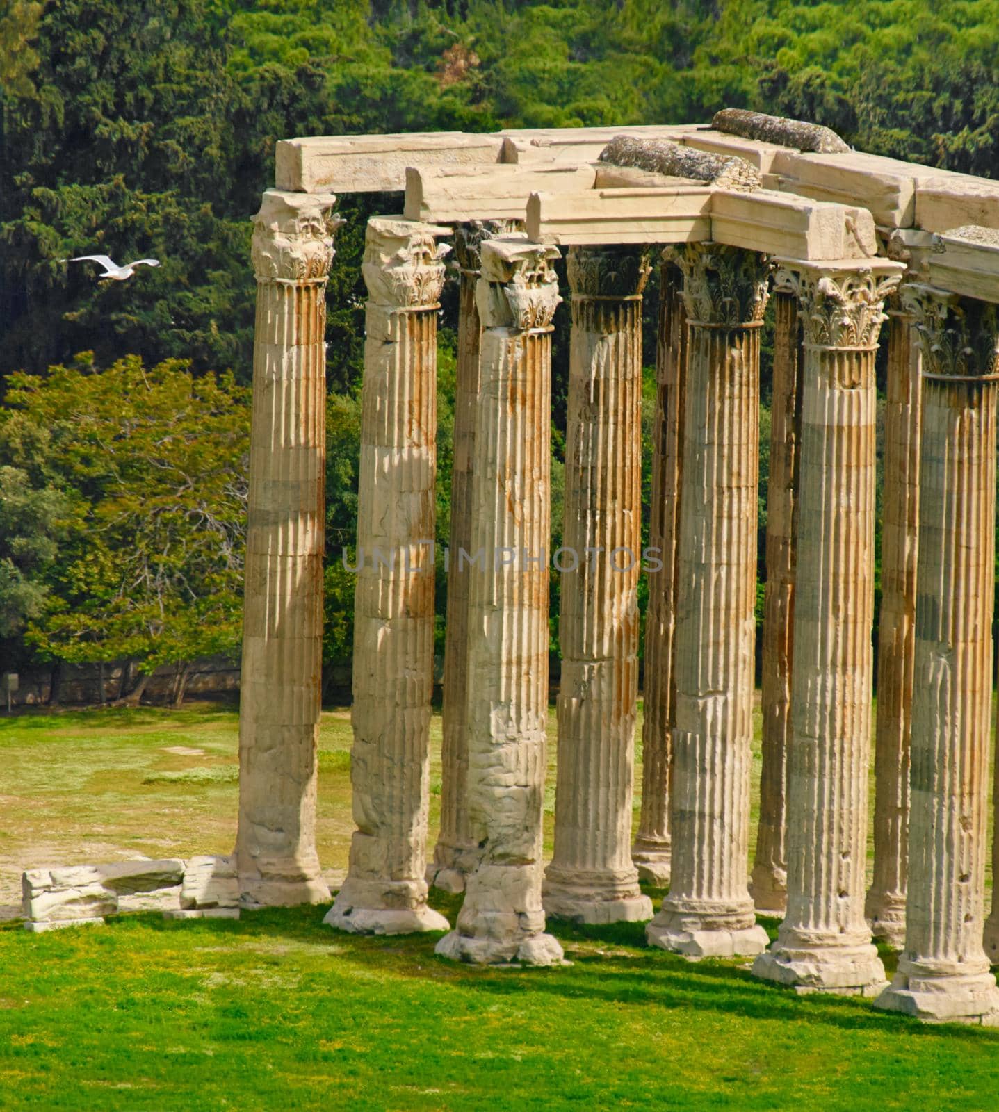 Shot of crumbling columns of the classical world.