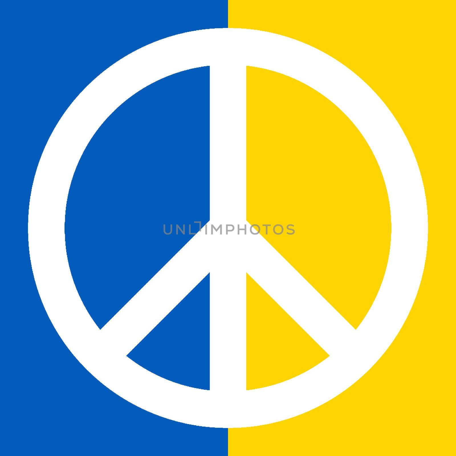 Ukraine flag with peace symbol. Official state symbol of country. Official RGB colors.