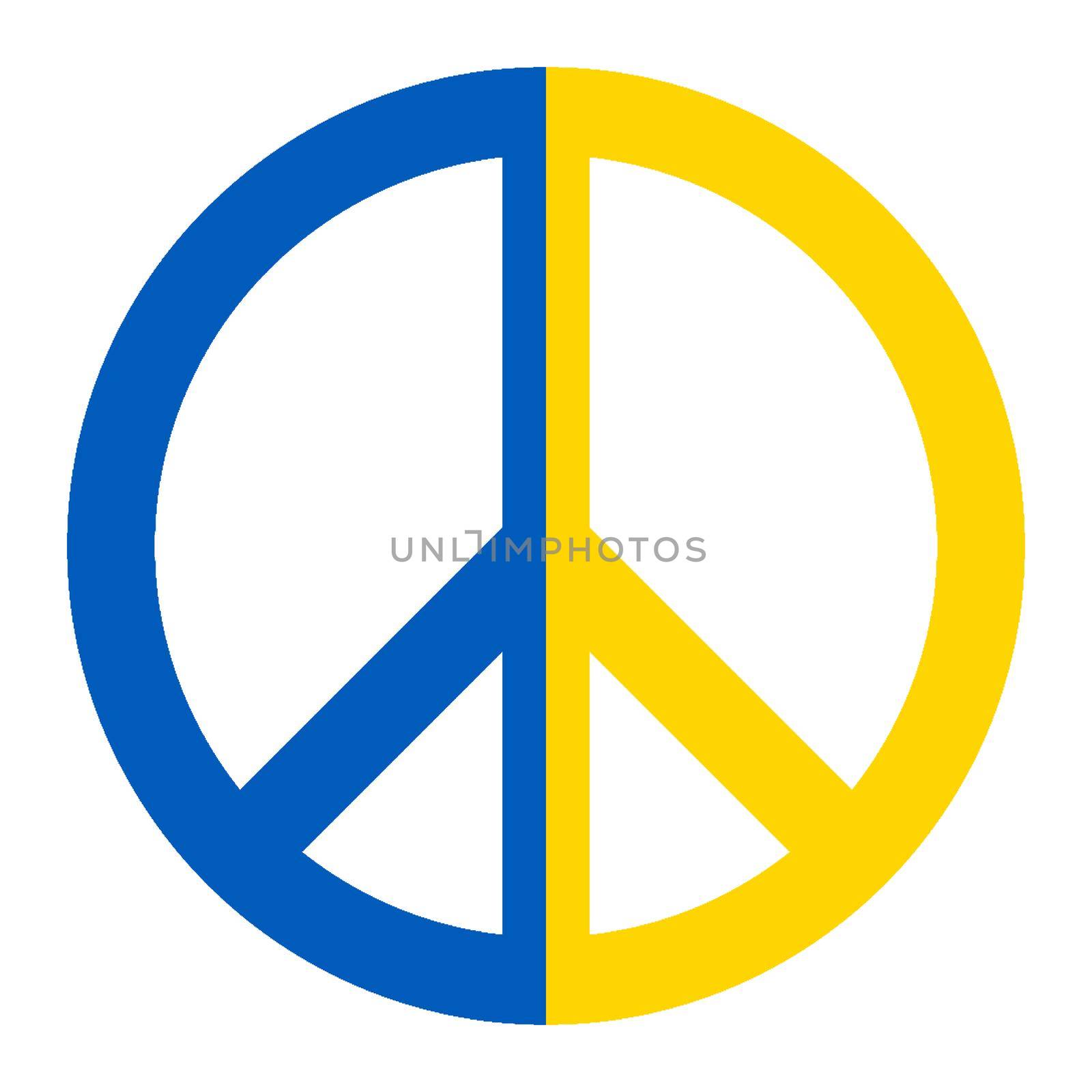 Ukraine flag with peace symbol by germanopoli