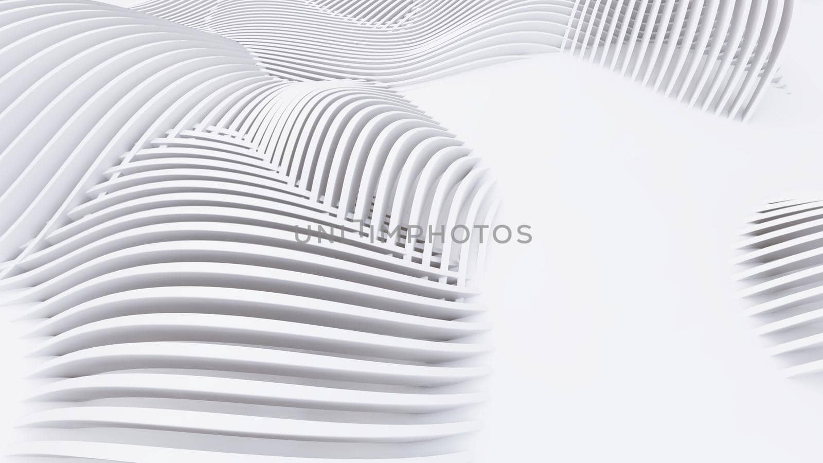 Abstract Curved Shapes. White Circular Background. Abstract background. 3d illustration