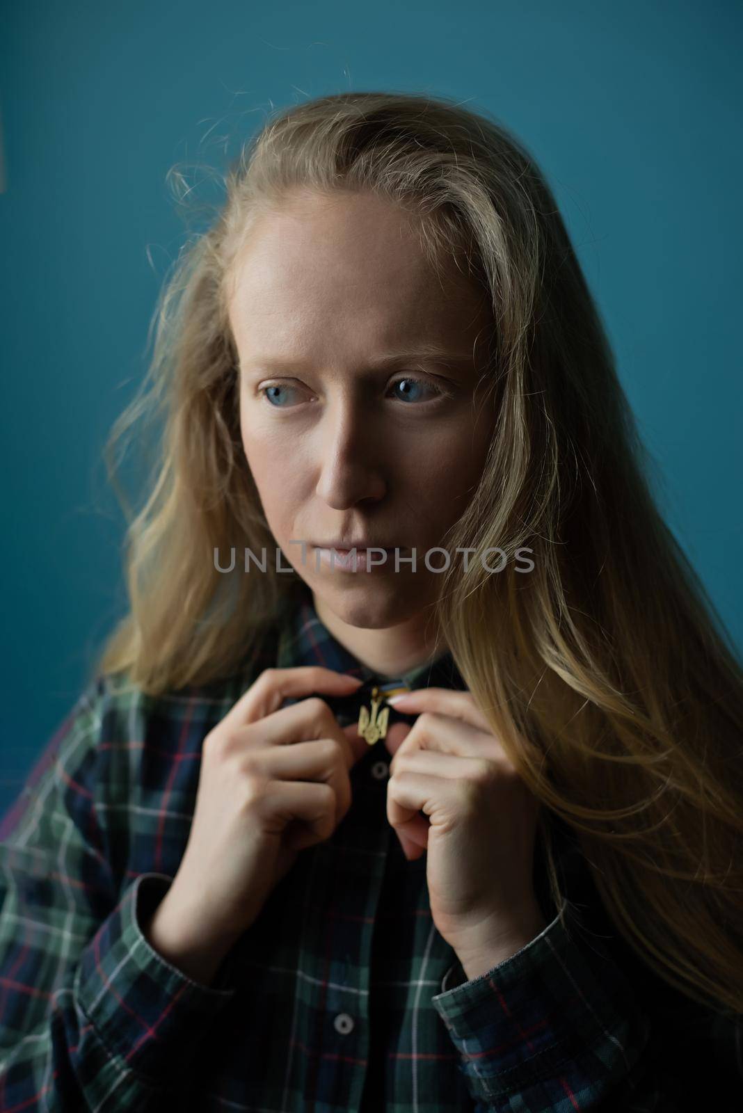 Ukrainian Woman with the national emblem Trident by OksanaFedorchuk