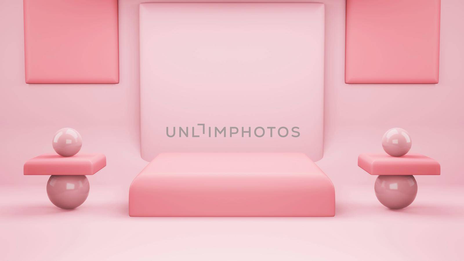 Pink Abstract geometry shape background. Pink podium minimalist mock up scene for cosmetic or another product, 3d rendering by Benzoix