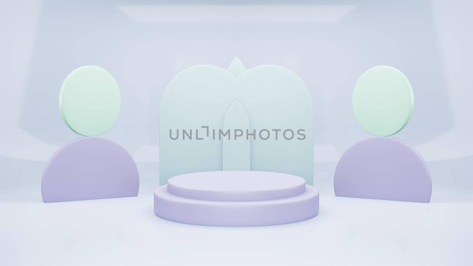 abstract geometry shape podium, blue and purple pastel product stand presentation with minimal style. 3d rendering illustration. by Benzoix