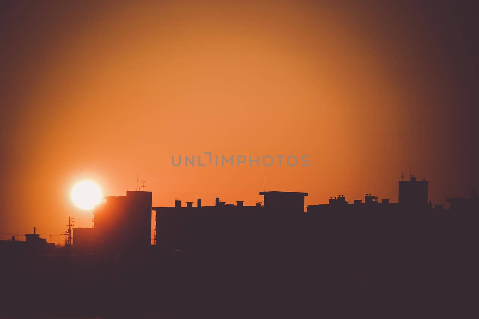 Silhouette of Hakodate and dusk. Shooting Location: Hokkaido