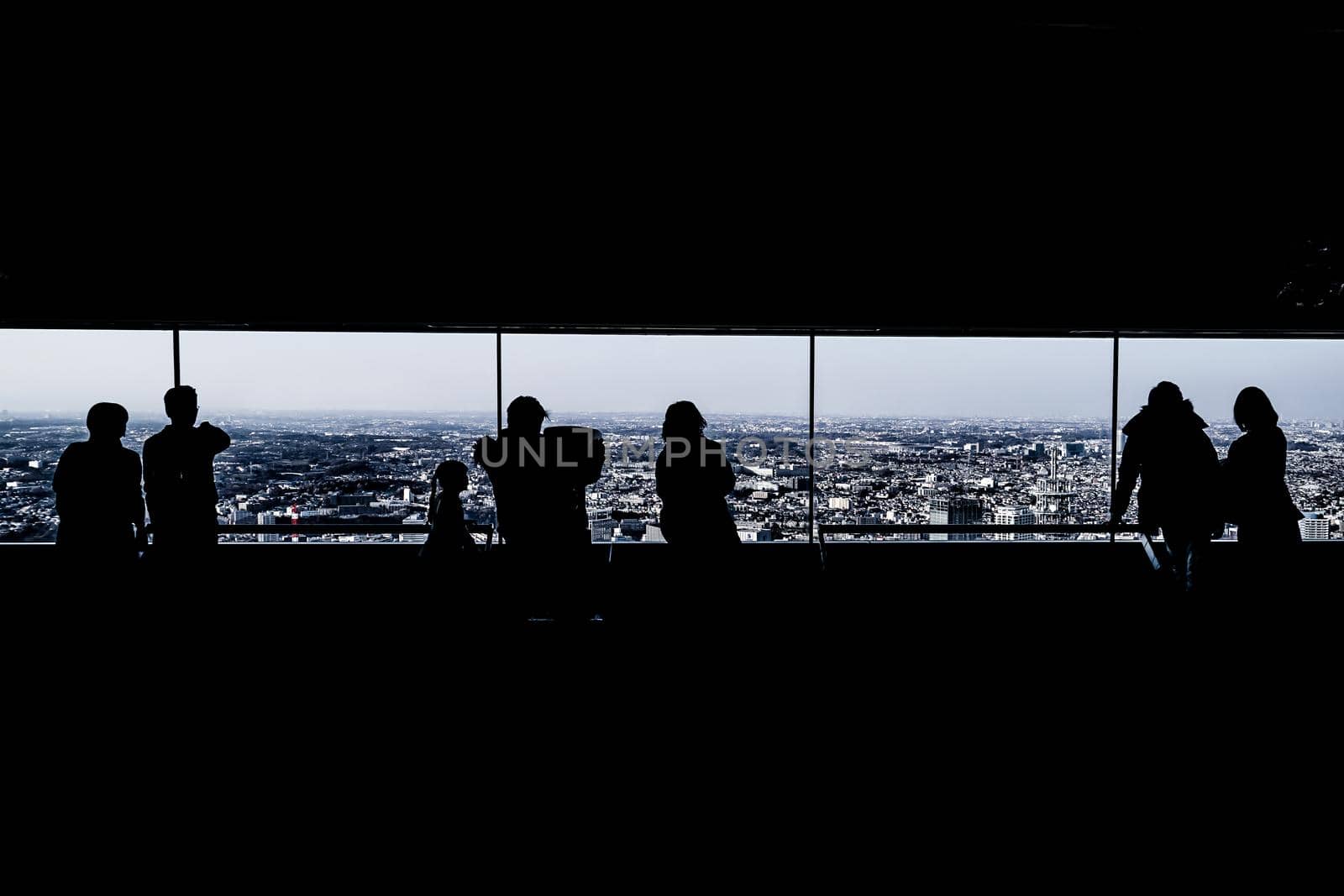 Landmark Tower Observatory and People Silhouette. Shooting Location: Yokohama-city kanagawa prefecture