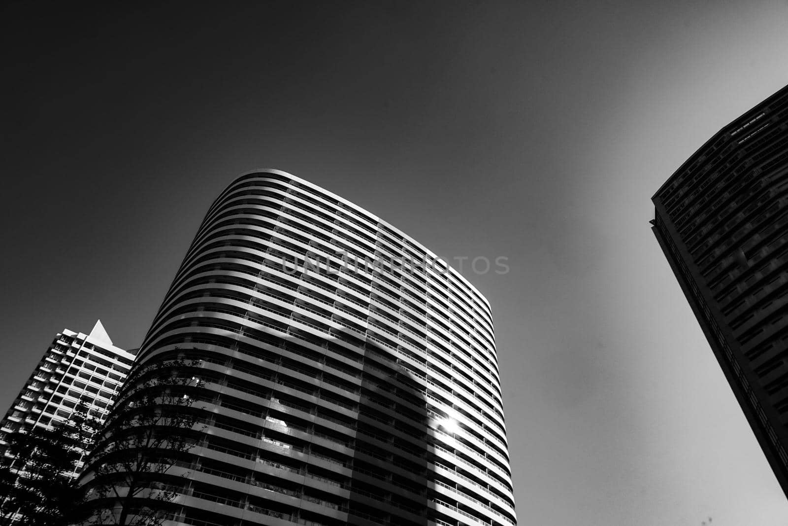 Yokohama Minato Mirai cityscape (monochrome). Shooting Location: Yokohama-city kanagawa prefecture