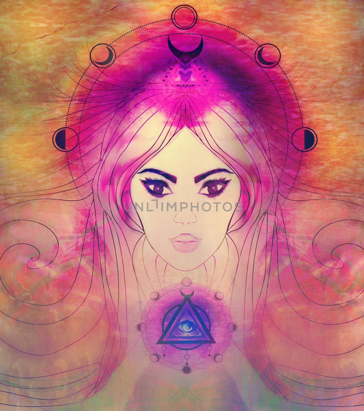 Woman with third eye, psychic supernatural senses