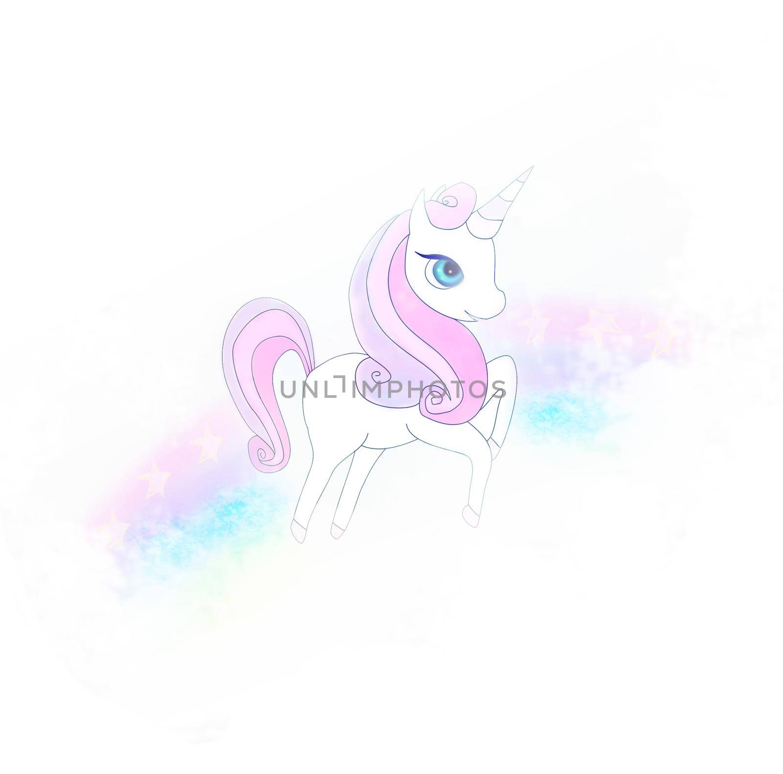 Card with a unicorn - rainbow unicorn, card in pastel colors