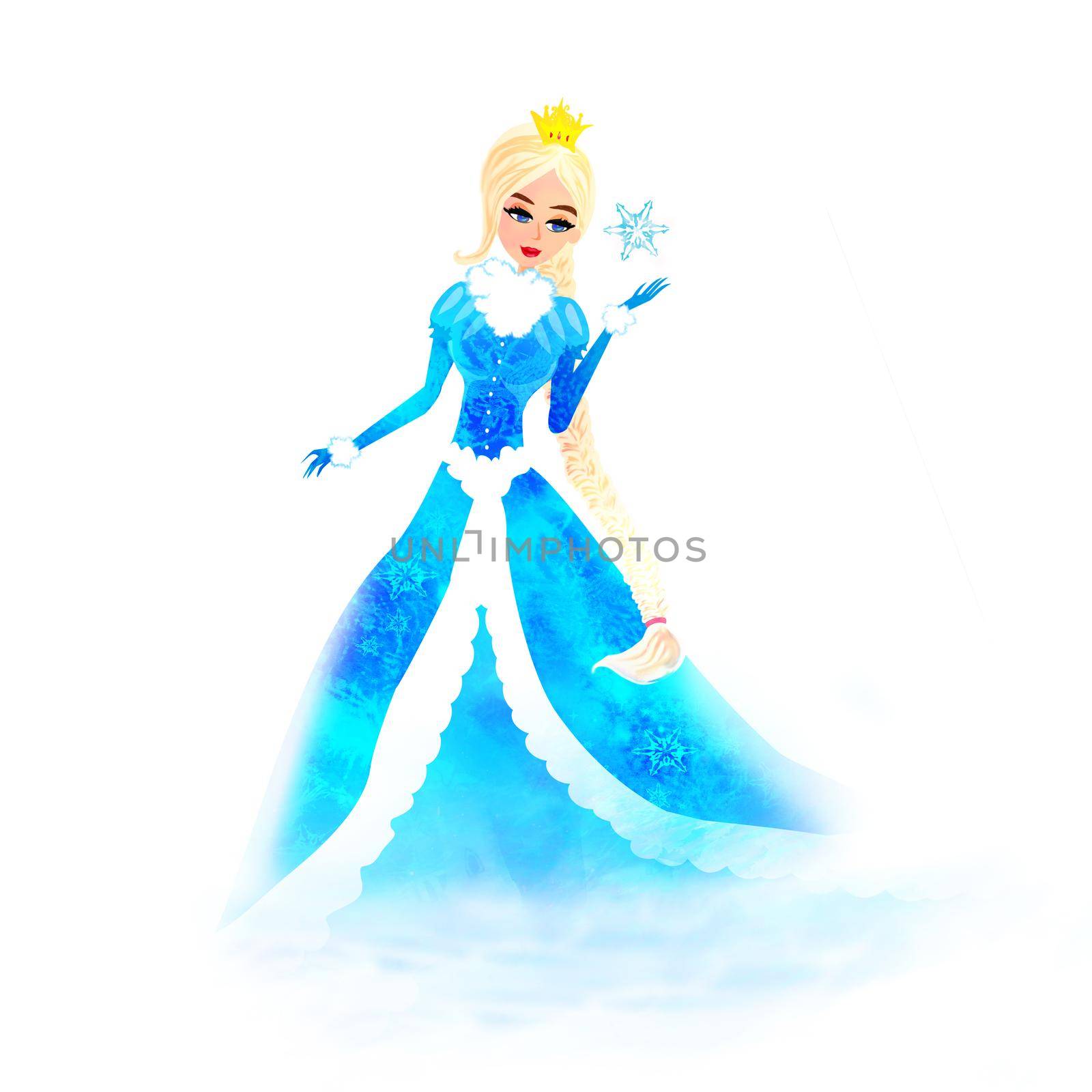 beautiful winter princess catching a snowflake by JackyBrown
