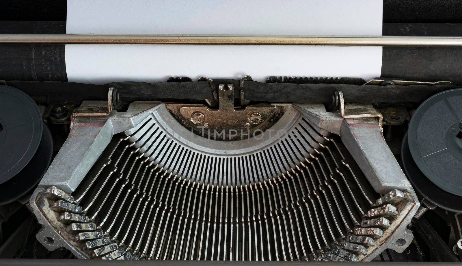 An old classic typewriter. Copy space. For text purpose. Background.