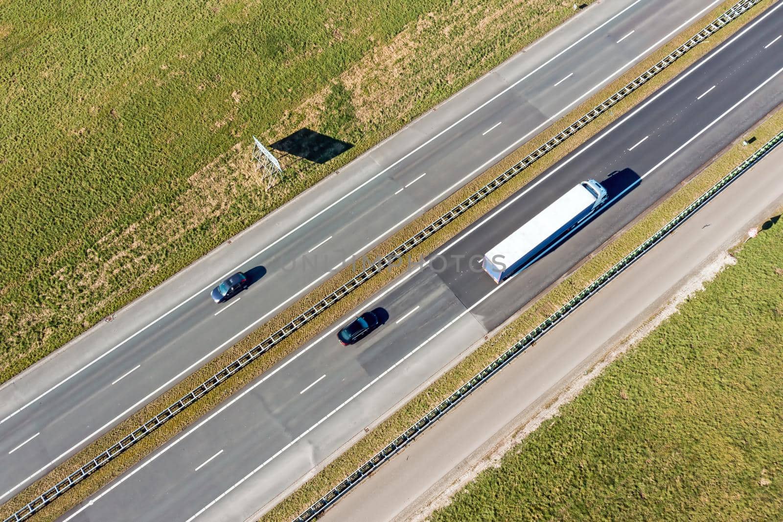 Aerial from a highway in the countryside from the Netherlands by devy