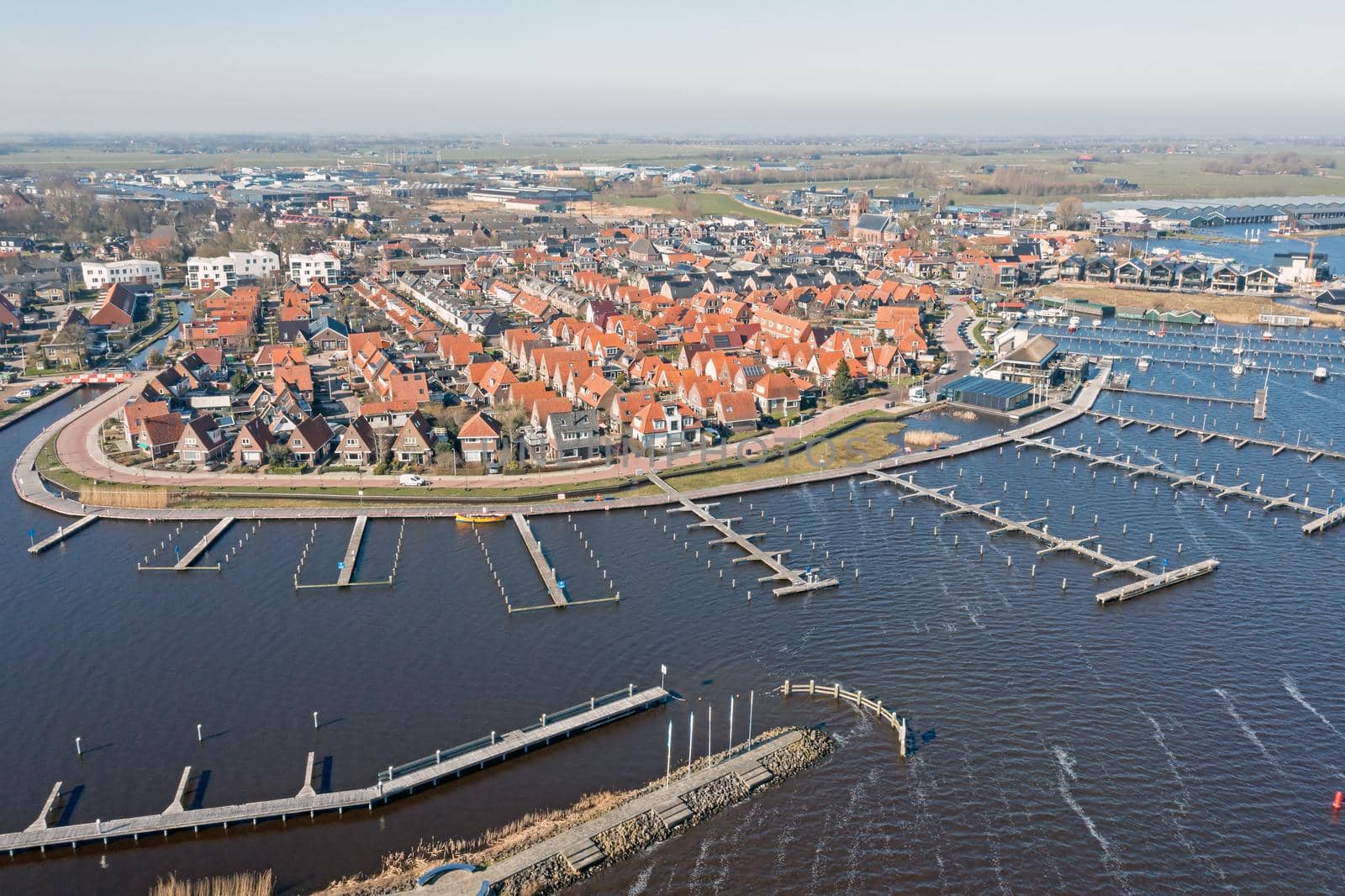 Aerial from the city Grouw in the Netherlands by devy