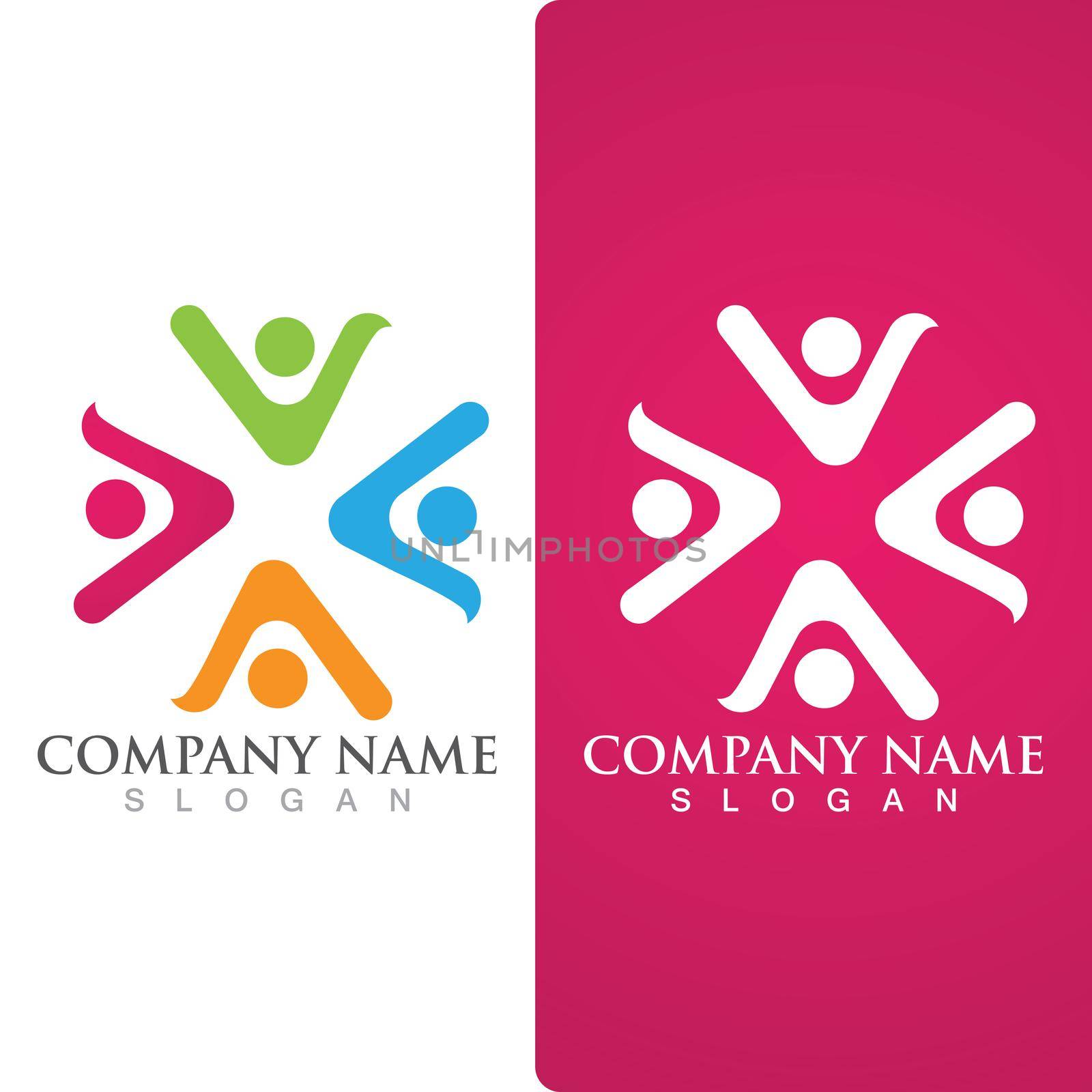 Community group logo, network and social icon vector