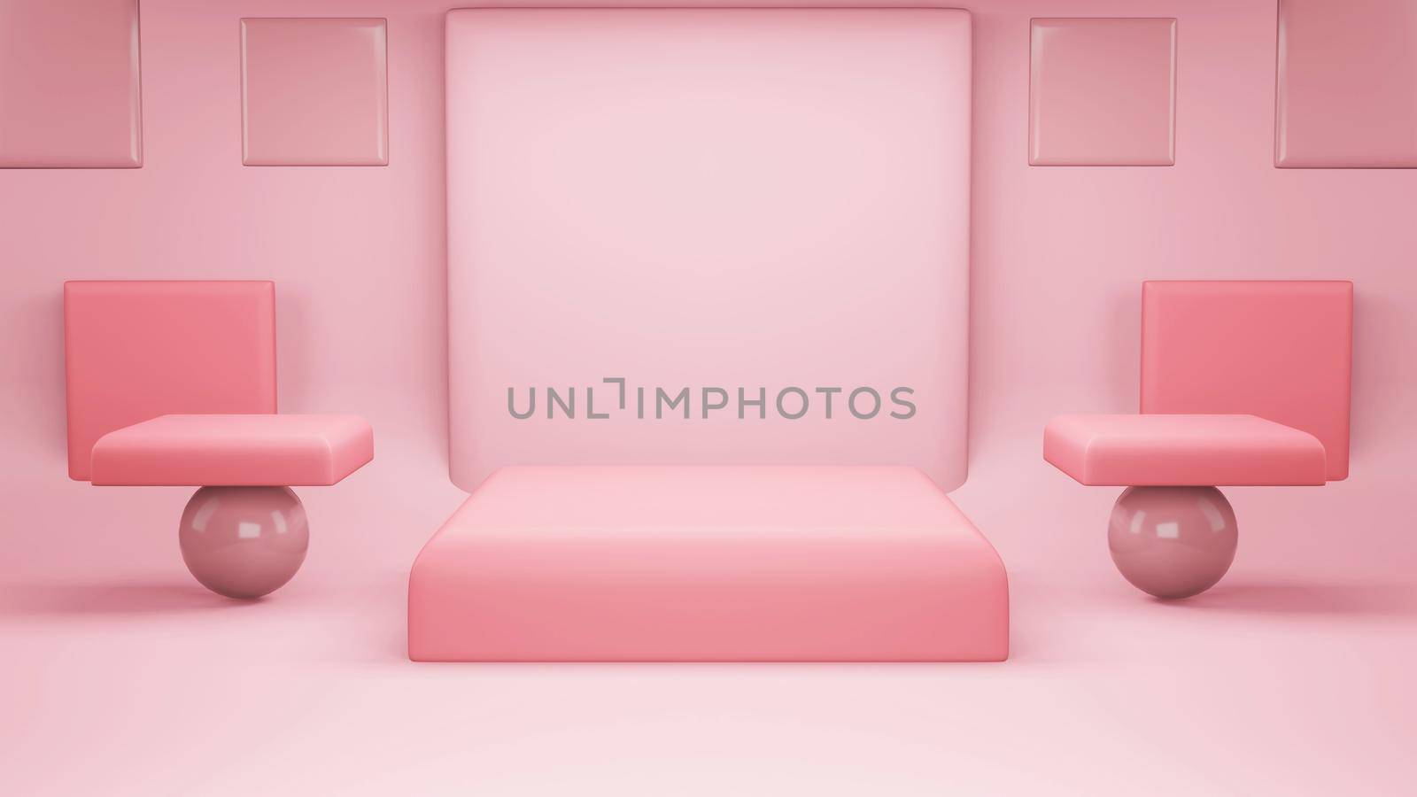 Pink Abstract geometry shape background. Pink podium minimalist mock up scene for cosmetic or another product, 3d rendering.